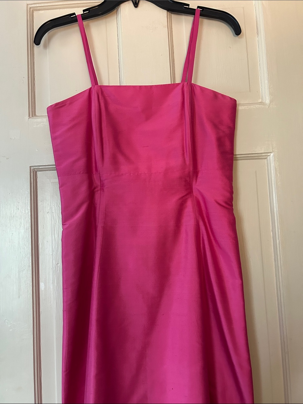 Pink Spaghetti-Strap Satin Dress